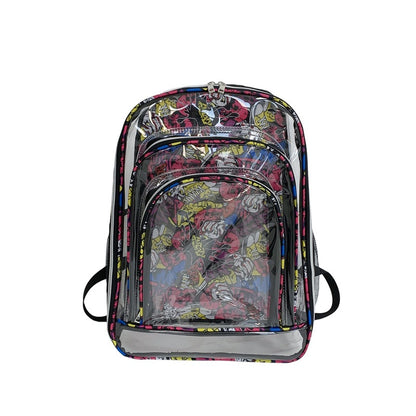 Fashion Large Capacity Graffiti Clear Pvc Backpack