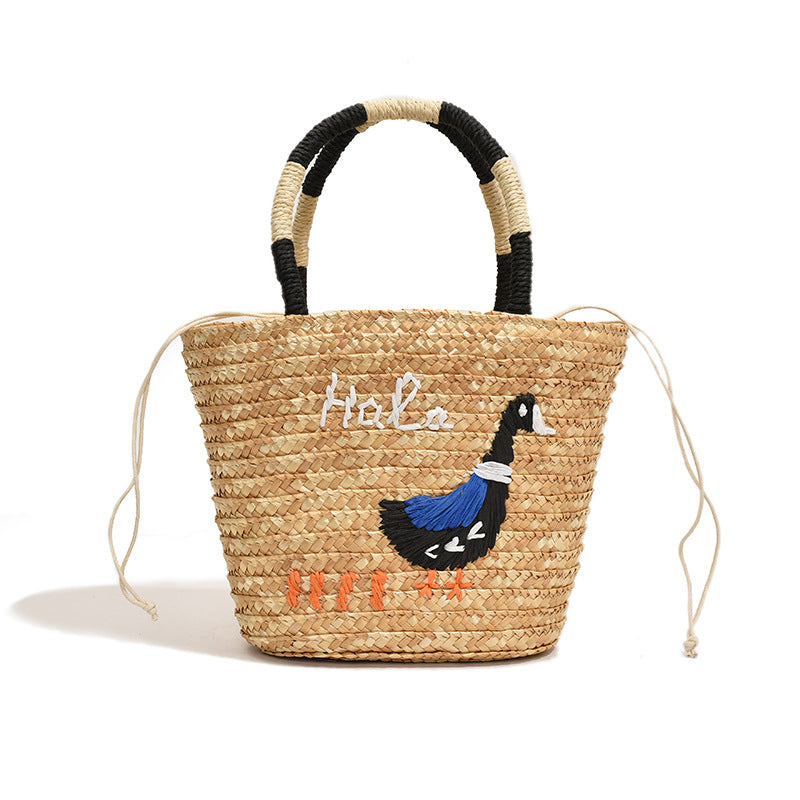 Summer Women Casual Vacation Beach Grass Woven Large Capacity Handbag