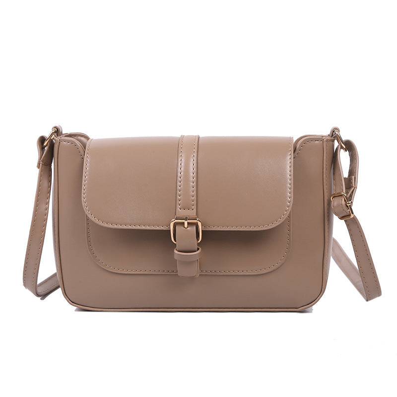 Simple Solid Color Clap Shoulder Bag