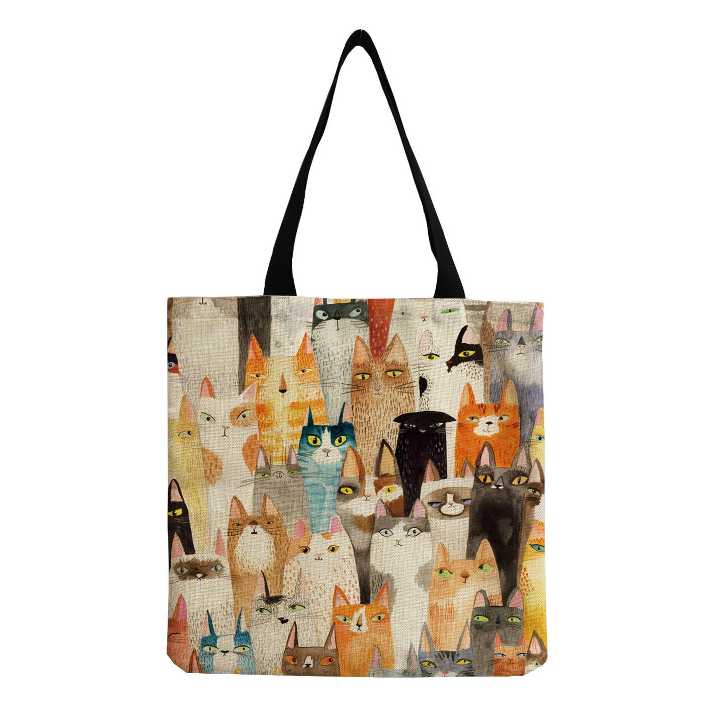 Fashionable Foldable Portable Cute Cat Group Printing Shopping Bag