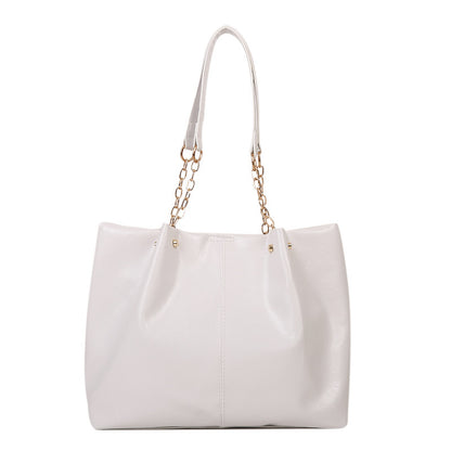 Women'S Fashion Retro Soft Leather Large Capacity Simple Solid Color Shoulder Bag