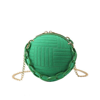 Women Fashionable Solid Color Round Ball Chain Crossbody Bag
