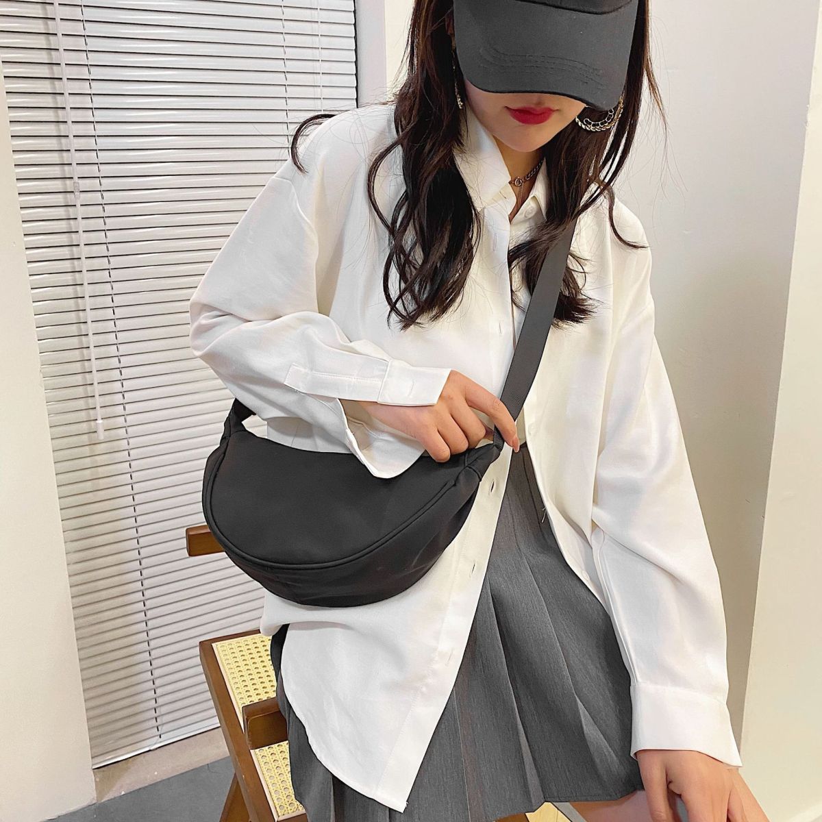 Summer Women Fashionable Simple Dumpling Shape Oxford Cloth Crossbody Bag