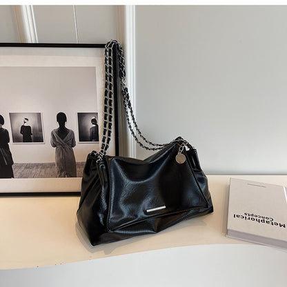 Sac à bandoulière décontracté de grande capacité pour femme, couleur unie 