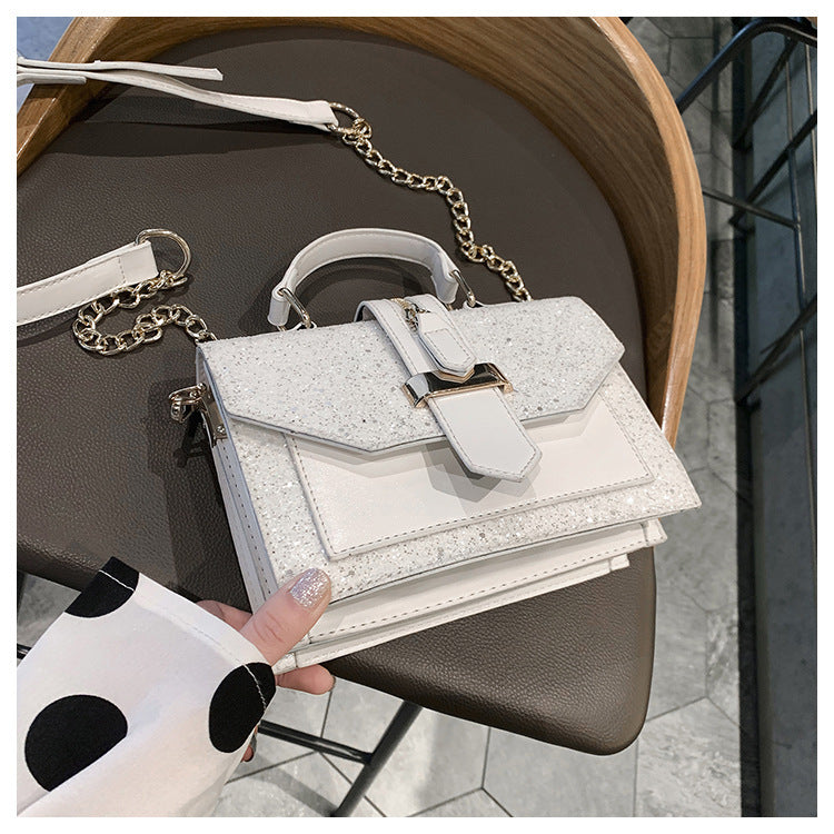 Women Chic Sequin Design Crossbody Handle Square Bag