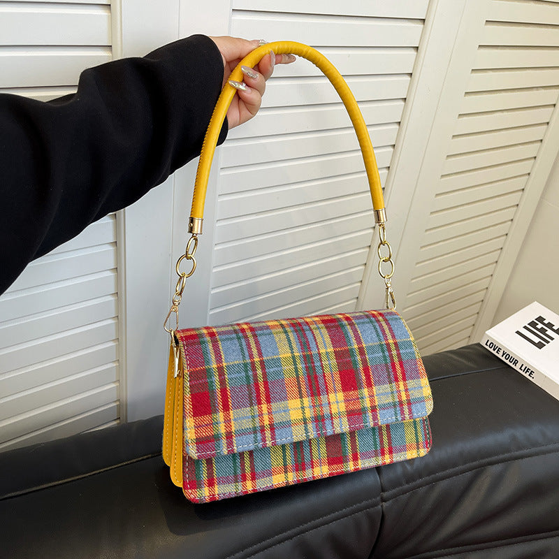 Sac à bandoulière carré à carreaux vintage 