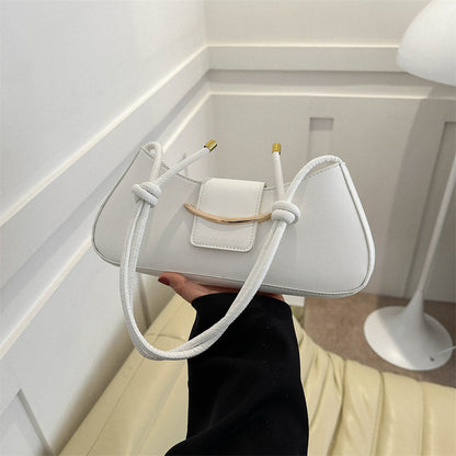 Women Fashion Simple Solid Color Flap Zipper Shoulder Underarm Bag