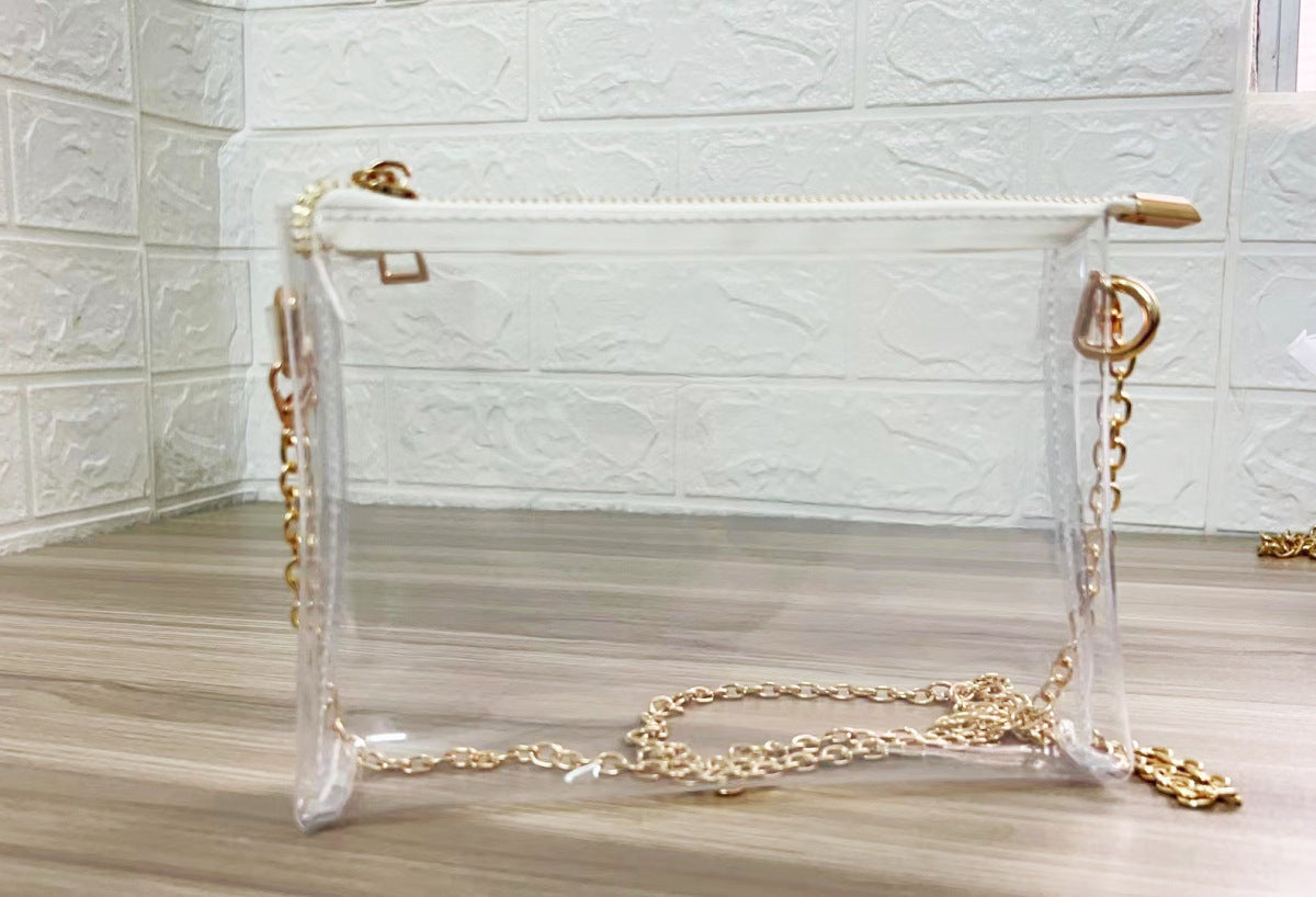 Sac à bandoulière carré transparent à chaîne pour femme, mode été 