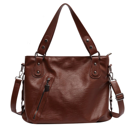 Women Fashionable Large Capacity Stud Zip PU Tote Bag