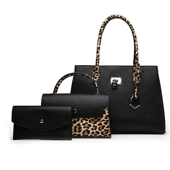 Women Fashion Casual Leopard Print 3-Piece Set Handbags
