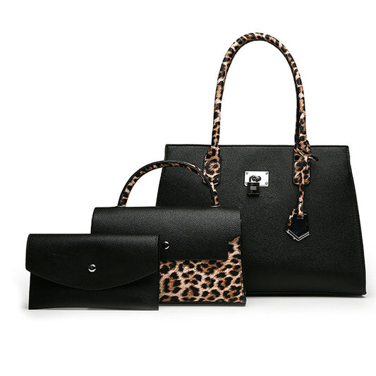 Women Fashion Casual Leopard Print 3-Piece Set Handbags