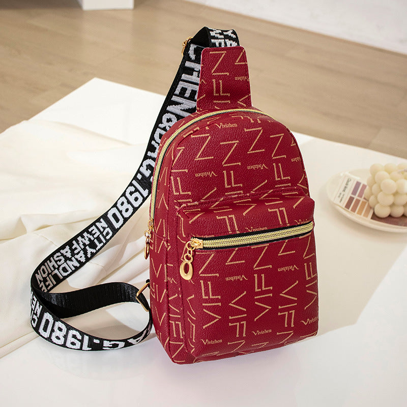 Sac à bandoulière en PU avec fermeture éclair et motif lettre tendance pour femme