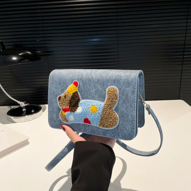 Sac à bandoulière carré brodé pour chien, tendance et créatif 
