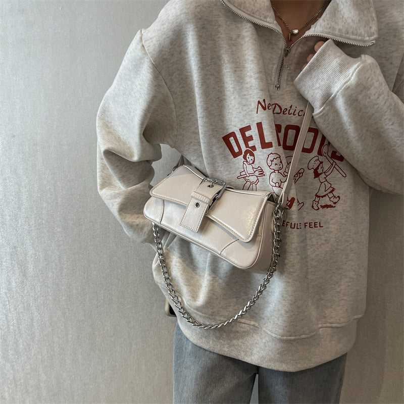 Sac à main tendance à chaîne de couleur unie pour femme 