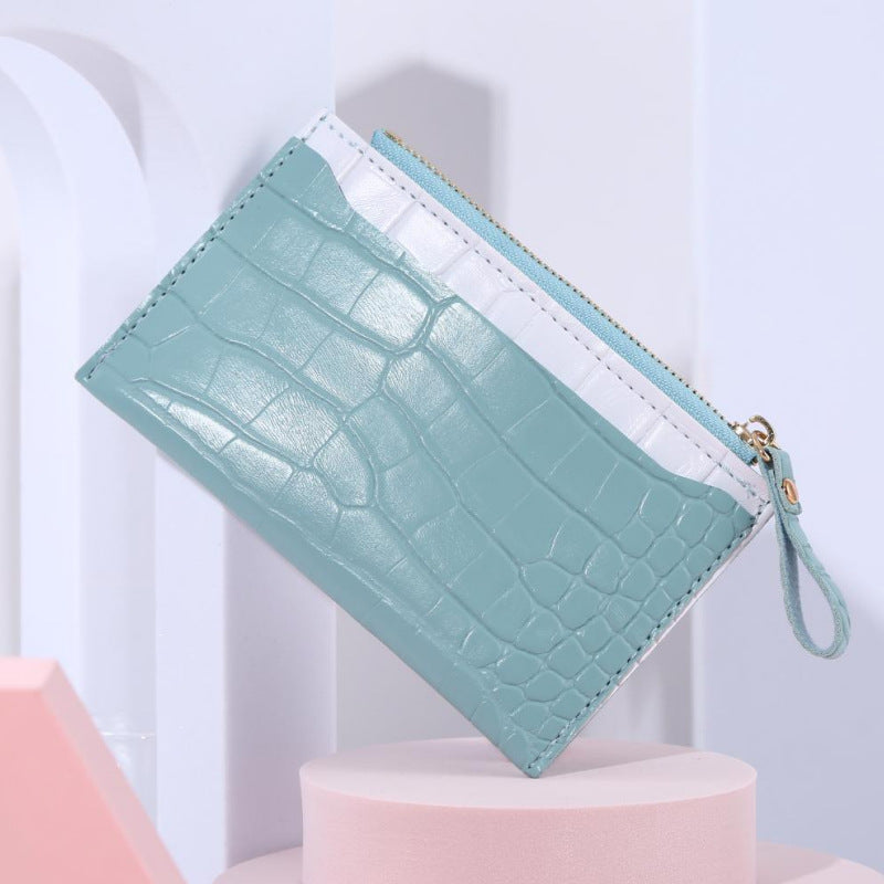 Women Fashion Crocodile Pattern Multi-Card Coin Purse