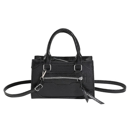 Women Fashionable Simple Solid Color Zipper Square Crossbody Bag