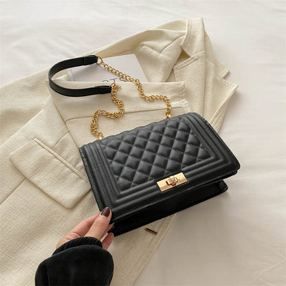 Women Simple Casual Solid Color Square Chain Shoulder Bag