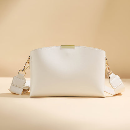 Women Casual Simple Solid Color Wide Strap Zipper Crossbody Bag