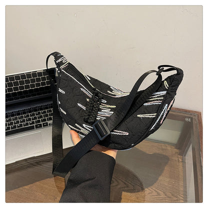 Women Casual Fashion Nylon Zipper Crossbody Chest Bag