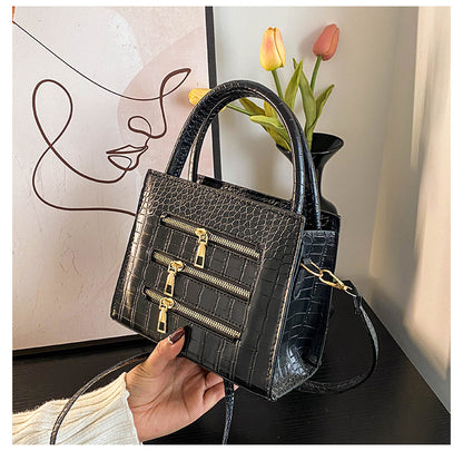 Women Fashion Casual Simple Solid Color Zipper Handbag