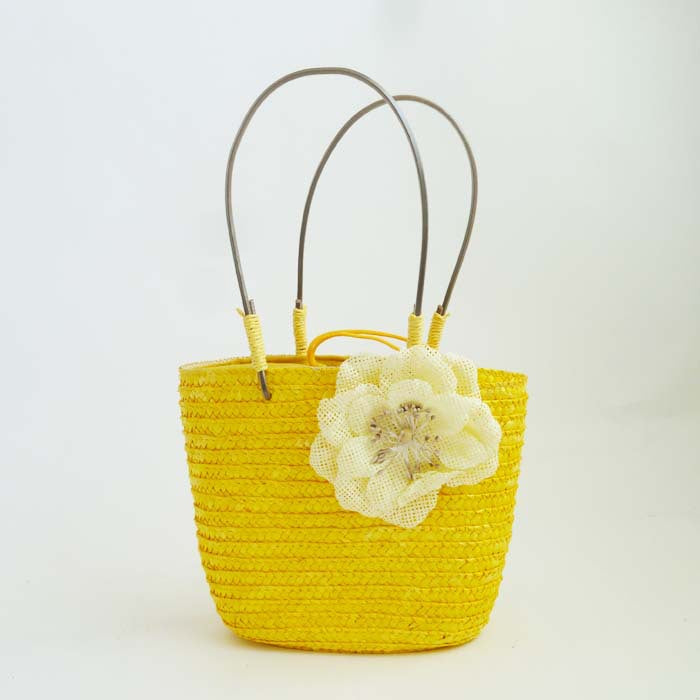 Women Fashion 5 Colors Floral Straw Bag Handbag