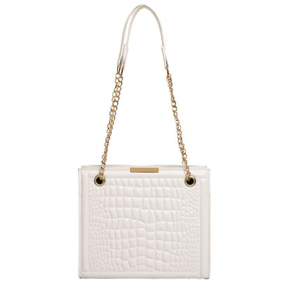 Fashion Solid Color Crocodile Print Large Capacity Shoulder Bag