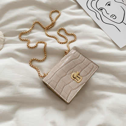 Sac à bandoulière en PU pour femme, motif crocodile vintage, avec boucle à rabat 