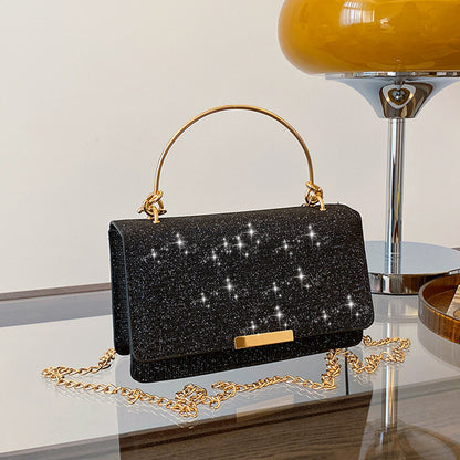 Sac à bandoulière carré à rabat fin et chaîne pour femme, tendance été 