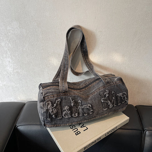 Sacs à main vintage en denim avec broderies et lettres 