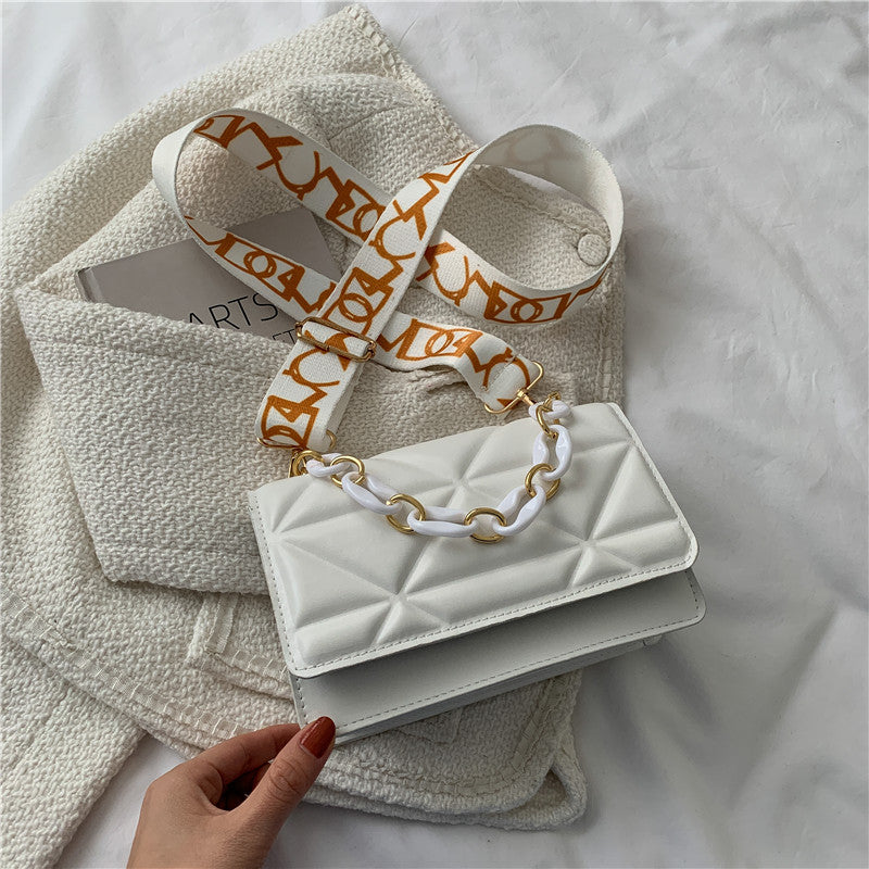 Fashion Solid Color Wide Strap Crossbody Bag