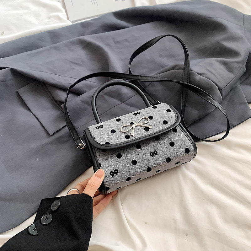 Women Fashion Elegant Bowknot Dot Magnetic Buckle Crossbody Bag