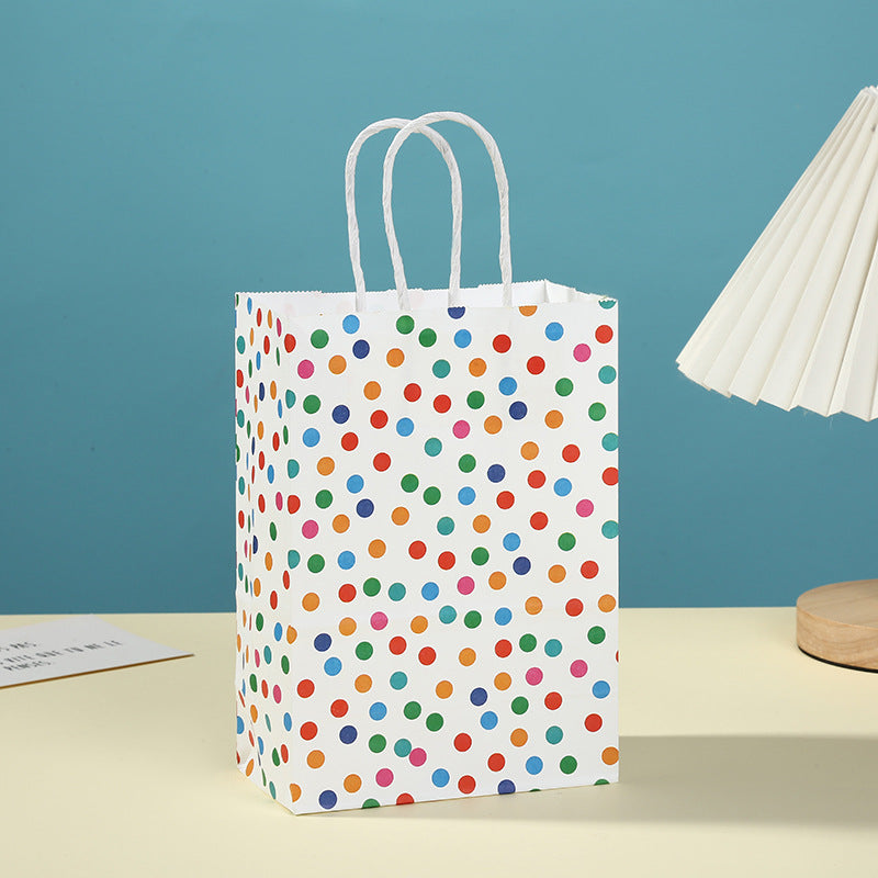 Sac fourre-tout créatif en papier kraft à pois et imprimé arc-en-ciel 