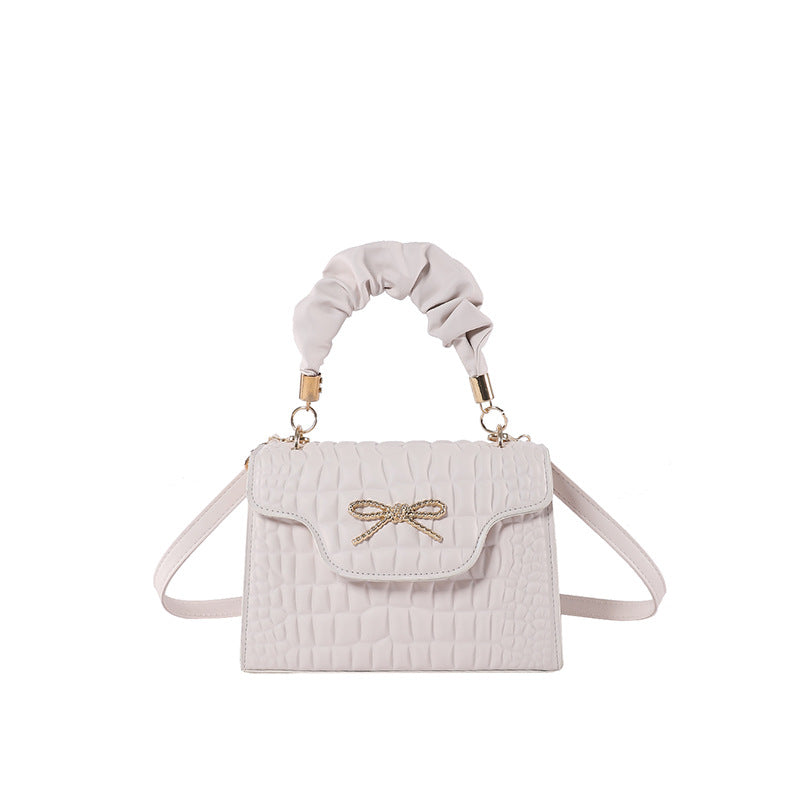 Sac à bandoulière carré tendance à motif pierre de couleur unie 