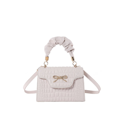 Sac à bandoulière carré tendance à motif pierre de couleur unie 