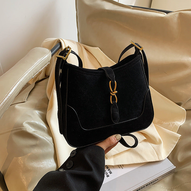 Women Fashion Simple Casual Solid Color Suede Square Shoulder Bag