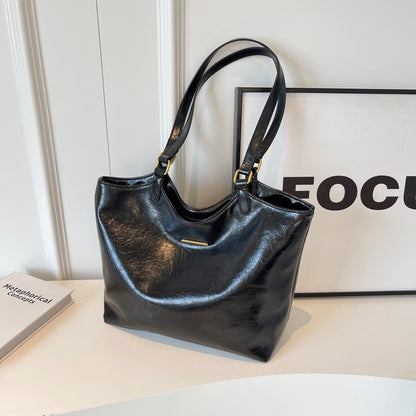 Women Fashion Casual Simple Solid Color Large Capacity Tote Bag