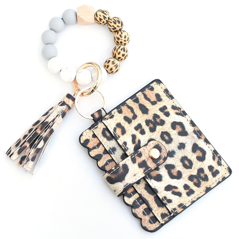 Women Fashion Beaded Pu Tassel Coin Purse