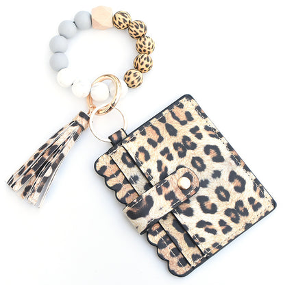 Women Fashion Beaded Pu Tassel Coin Purse