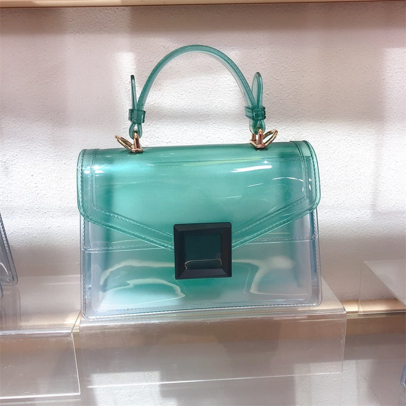 Jelly Bag Transparent PVC Women Gradient Color Small Square Bag