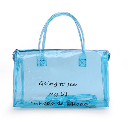 Fashion Transparent Candy Color Large Capacity Portable Travelling Plastic Bag