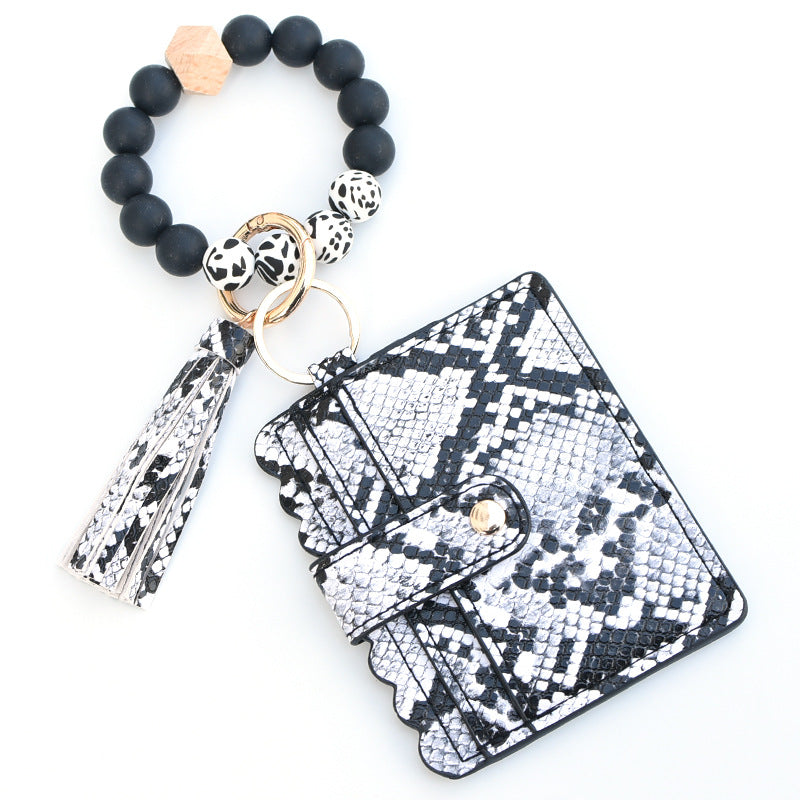Women Fashion Beaded Pu Tassel Coin Purse
