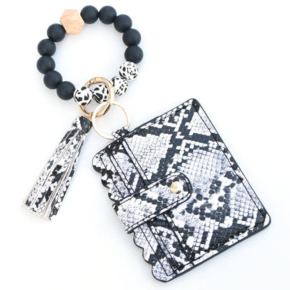 Women Fashion Beaded Pu Tassel Coin Purse