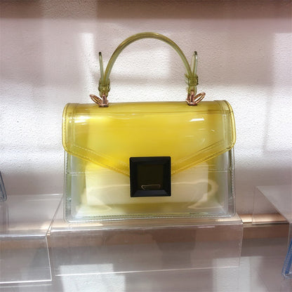Jelly Bag Transparent PVC Women Gradient Color Small Square Bag