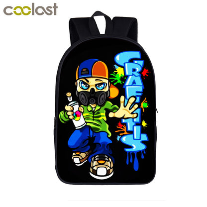 Cartoon Boy Print Creative Polyester Comfortable Breathable Backpack