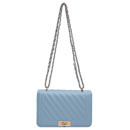 Sac à bandoulière carré décontracté pour femme, couleur unie, simple, avec boucle et chaîne 