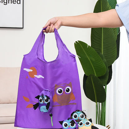 Sac de courses pliable et écologique, sac de rangement réutilisable avec dessin animé 