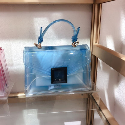 Jelly Bag Transparent PVC Women Gradient Color Small Square Bag