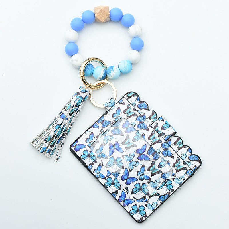 Women Fashion Beaded Pu Tassel Coin Purse