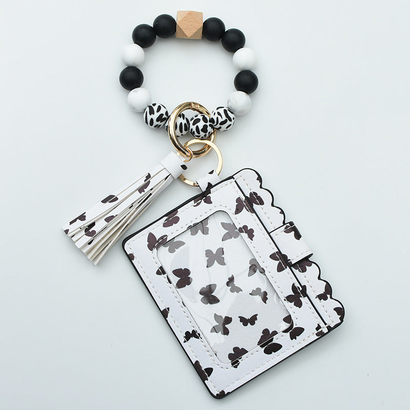 Women Fashion Beaded Pu Tassel Coin Purse