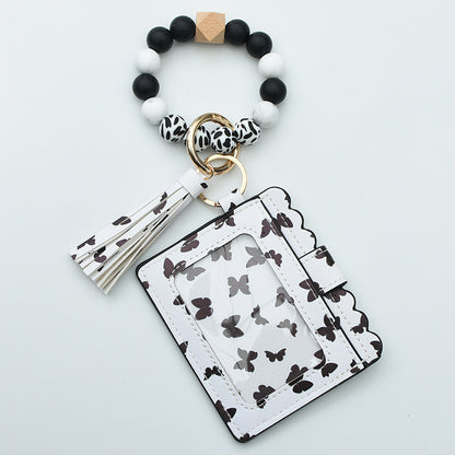 Women Fashion Beaded Pu Tassel Coin Purse